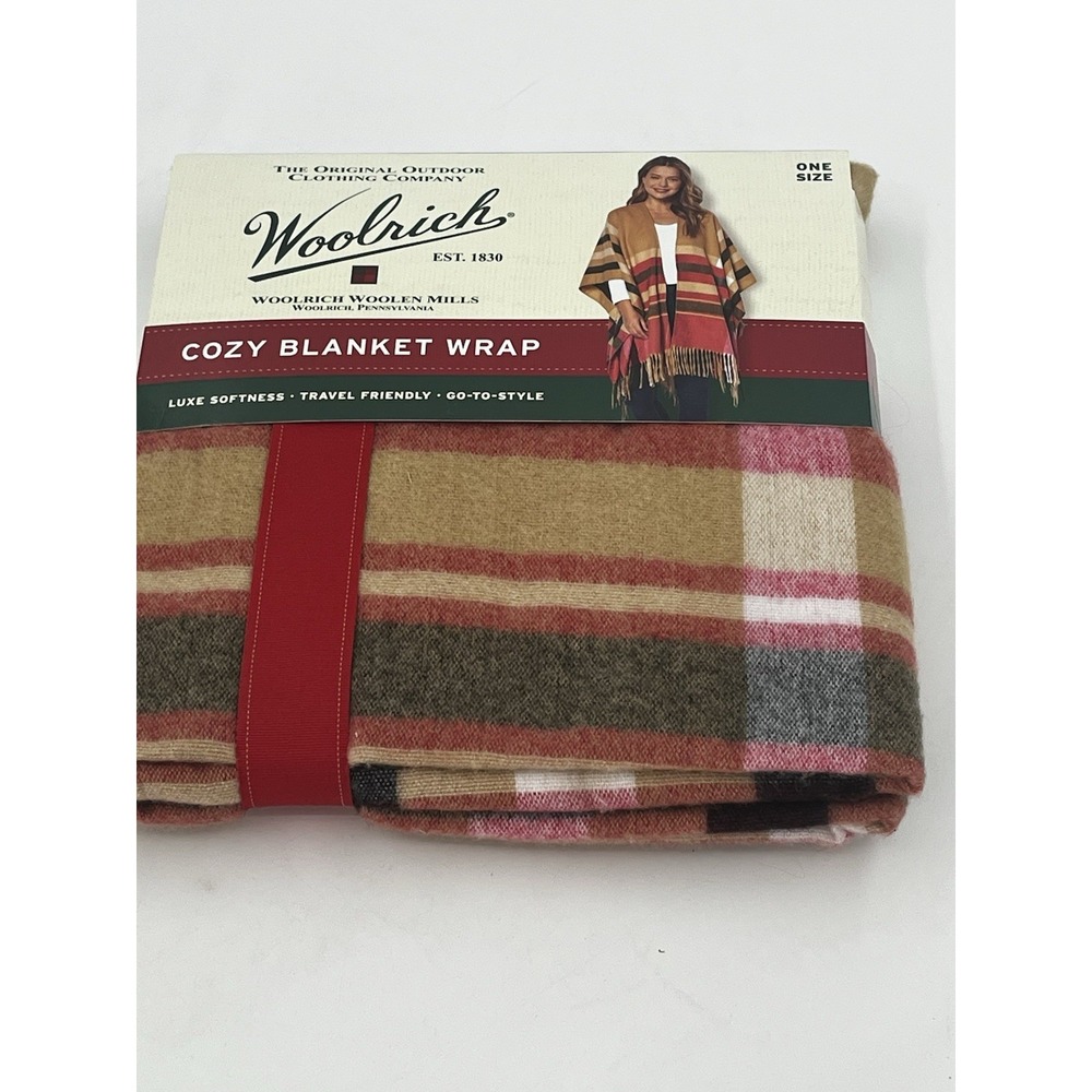 Woolrich Blanket Wrap Shawl Poncho Women's OS Plaid Justine Ultra Soft Cozy NWT